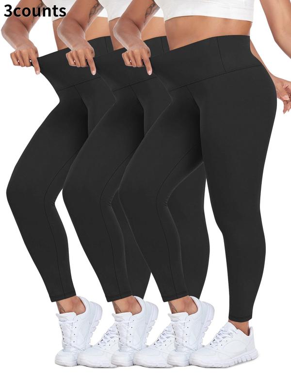 Plus Size Solid High Waist Leggings, Casual Comfy Breathable Skinny Pants for Daily Wear, Women's Bottoms for All Seasons, Leggings for Women
